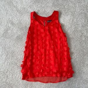 7th Avenue Red Floral Sleeveless Keyhole Blouse